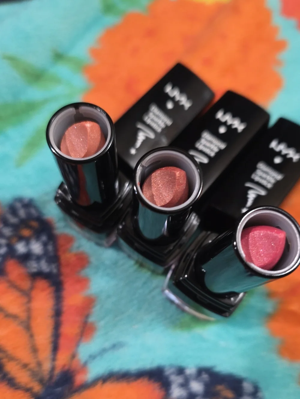 Nyx Sparkling Nude Beige Dusty Rose Diamond Sparkle Lipstick Lot Of 3